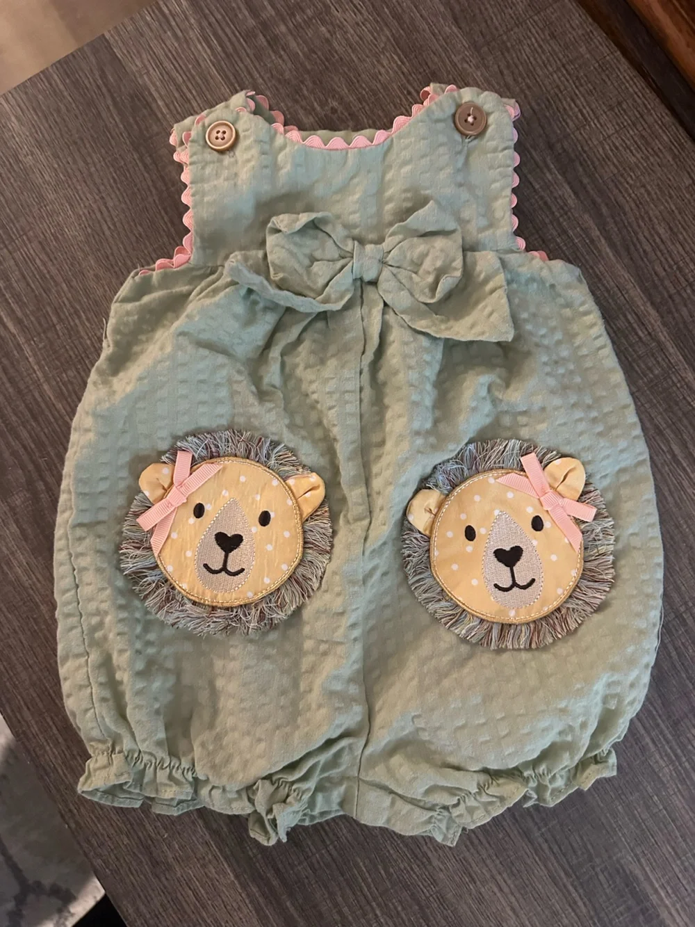 Baby Girl Lioness Smocked Bubble